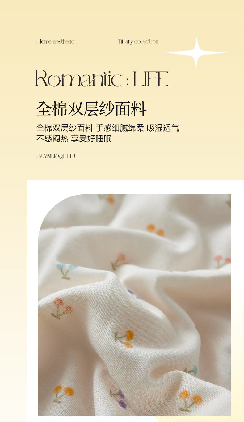 Cotton Double-Layer Yarn Summer Blanket Children's Summer Air-Conditioning Thin Duvet